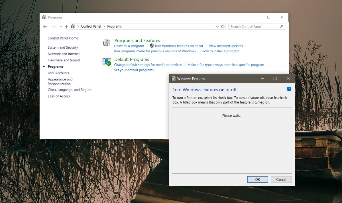 windows features not loading windows features not loading