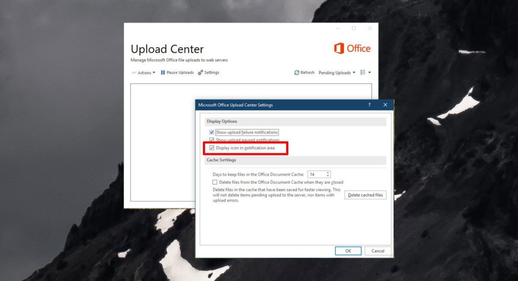 Remove Microsoft Office Upload Center Icon on Windows 10