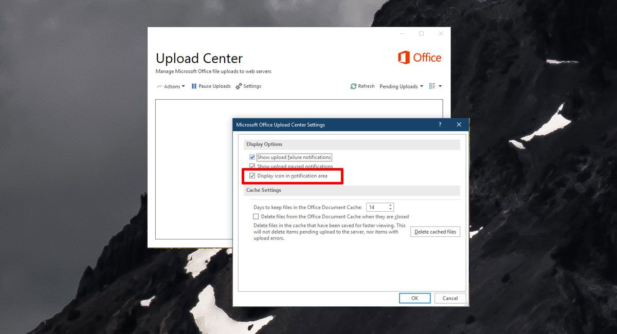 office upload center missing windows 10
