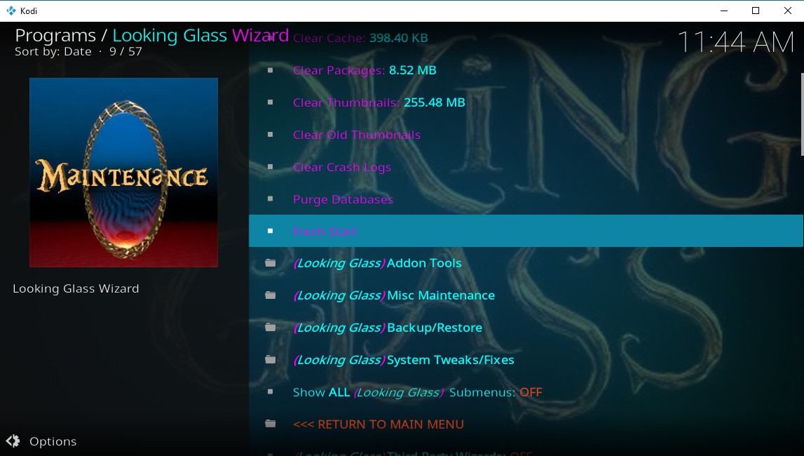 Reset Kodi Fire TV - Looking Glass wizard - 3
