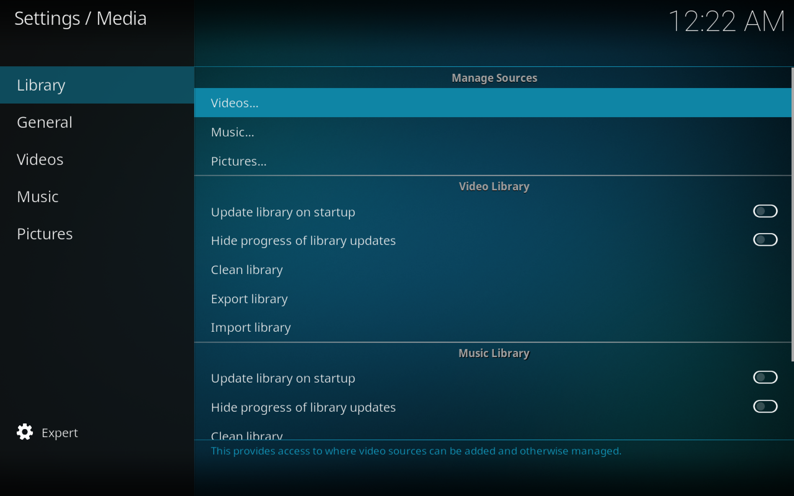Manage Video Sources Kodi