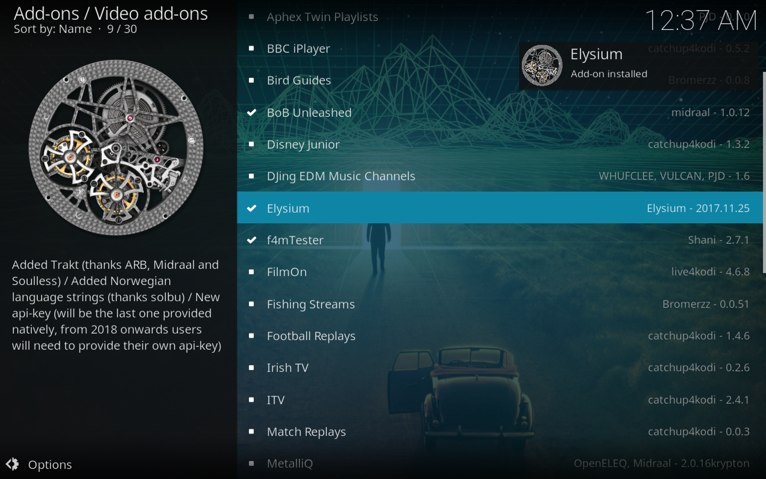 Elysium Add-on Installed