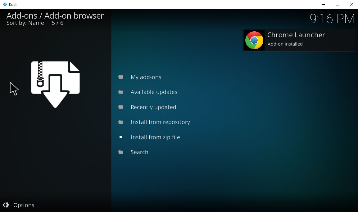 chrome launcher addon installed