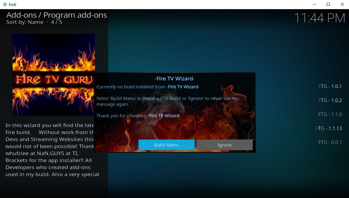 fire tv wizard build menu