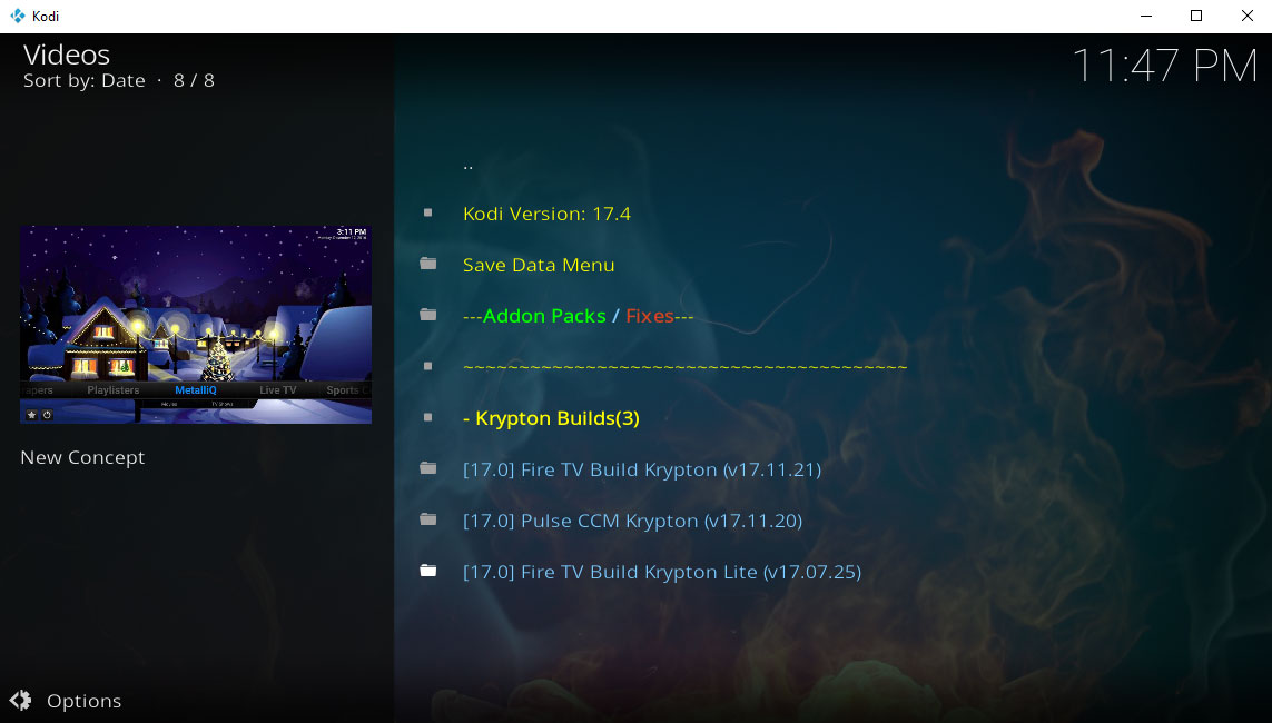 fire tv wizard builds options
