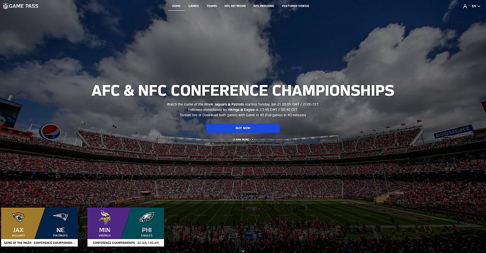 sunday nfl game pass