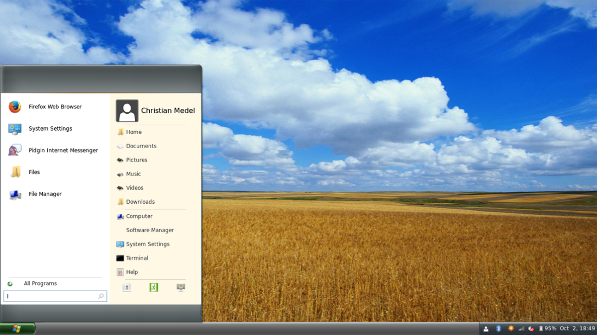 linux windows xp skin