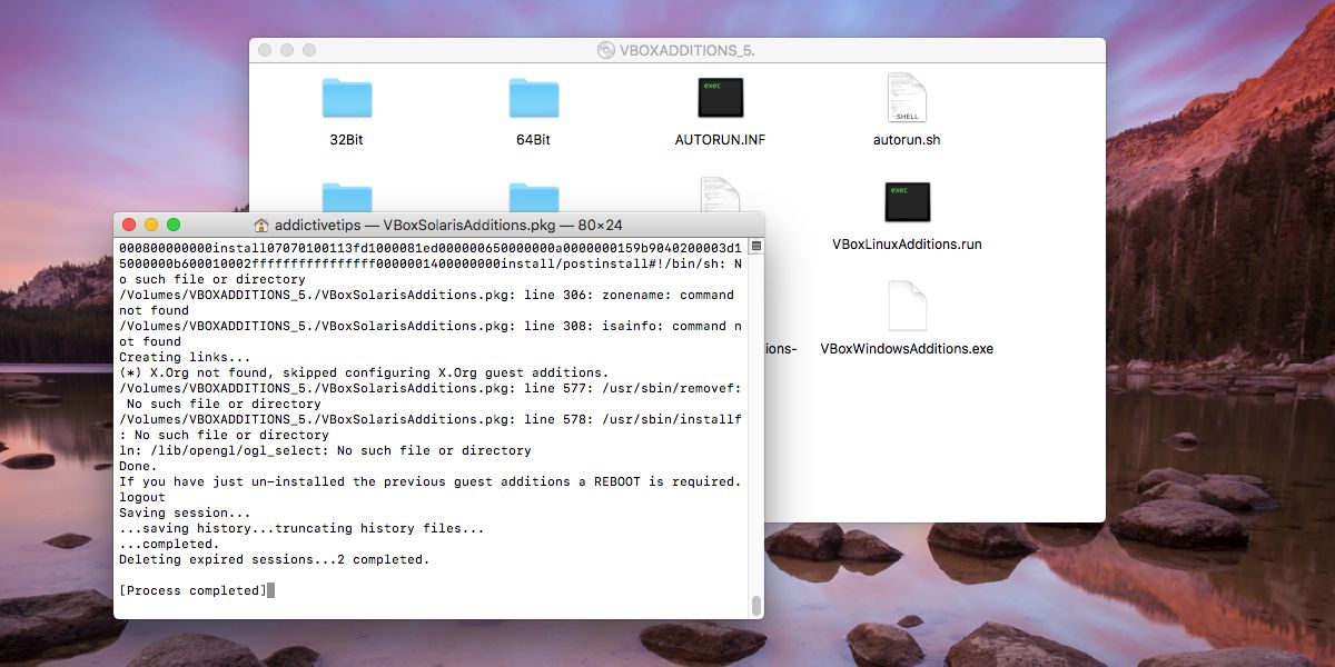 virtualbox mac os x guest additions install
