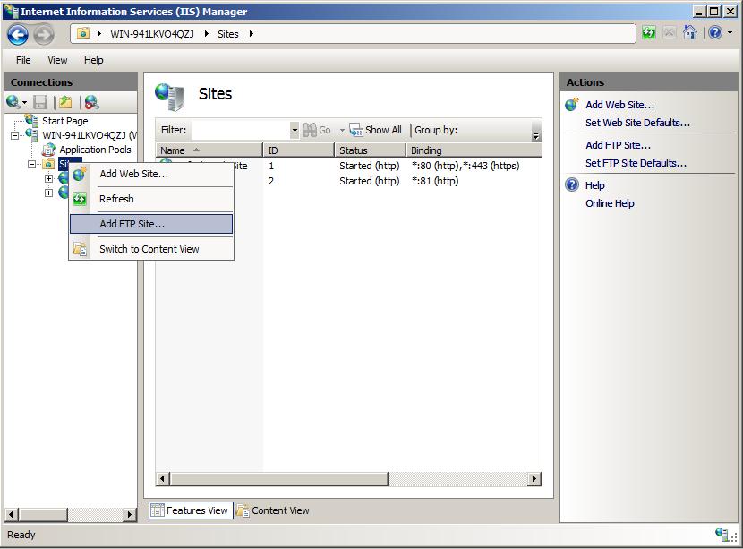 Microsoft IIS FTP Site Setup