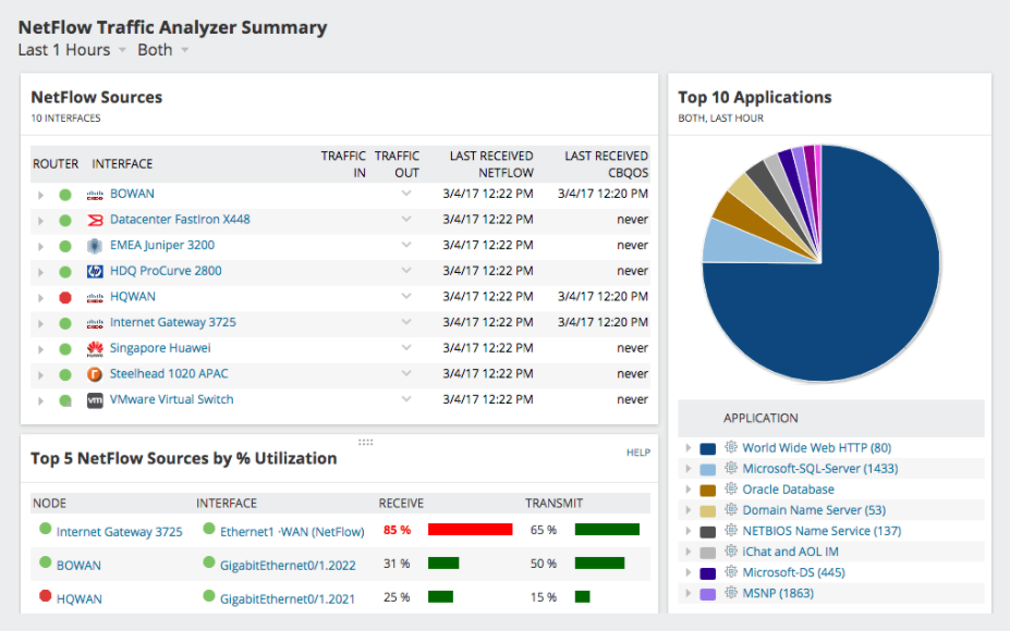 SolarWindsNetFlow Traffic Analyzer Summary