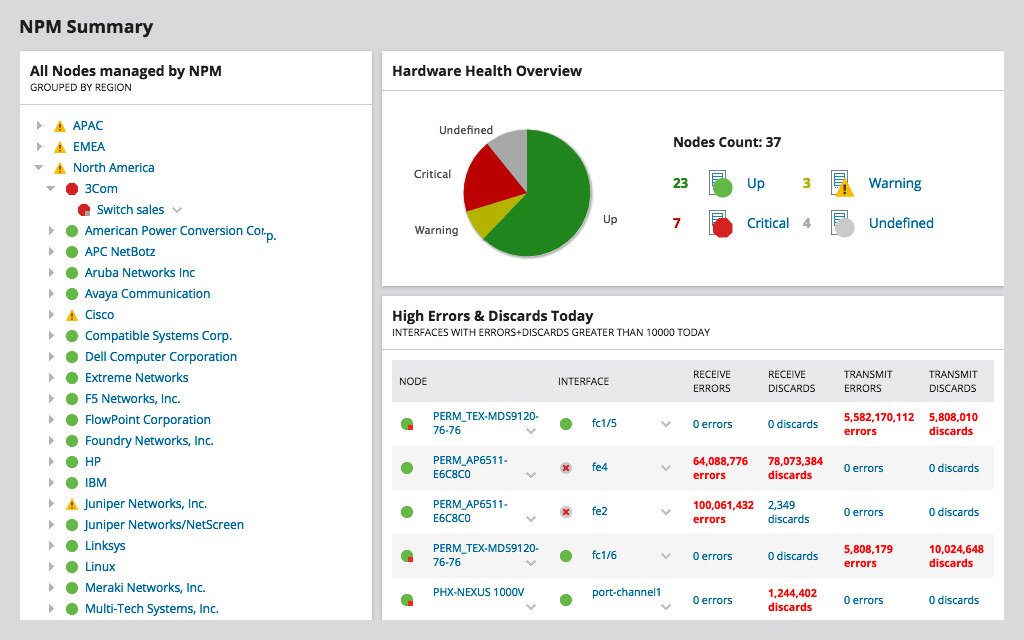 SolarWinds NPM Network Summary