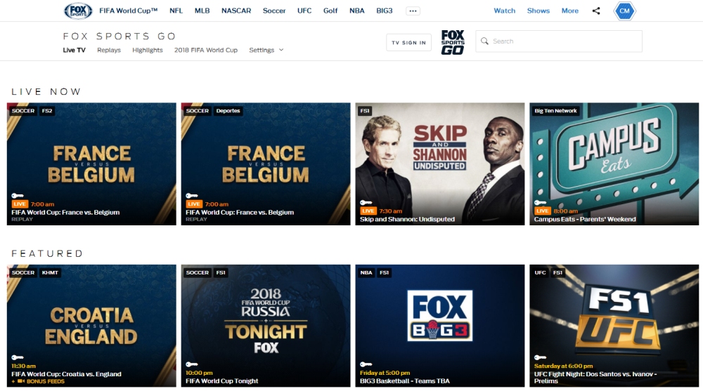 Fox sports online go live