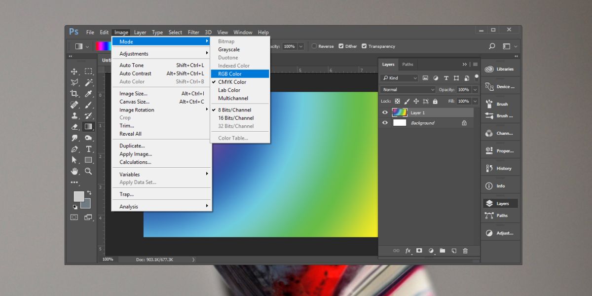 view photoshop in cmyk print colors