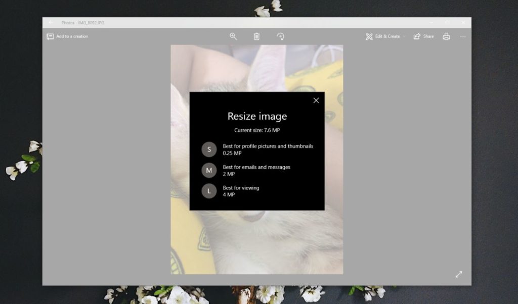 How to resize photos in the photos app on windows 10