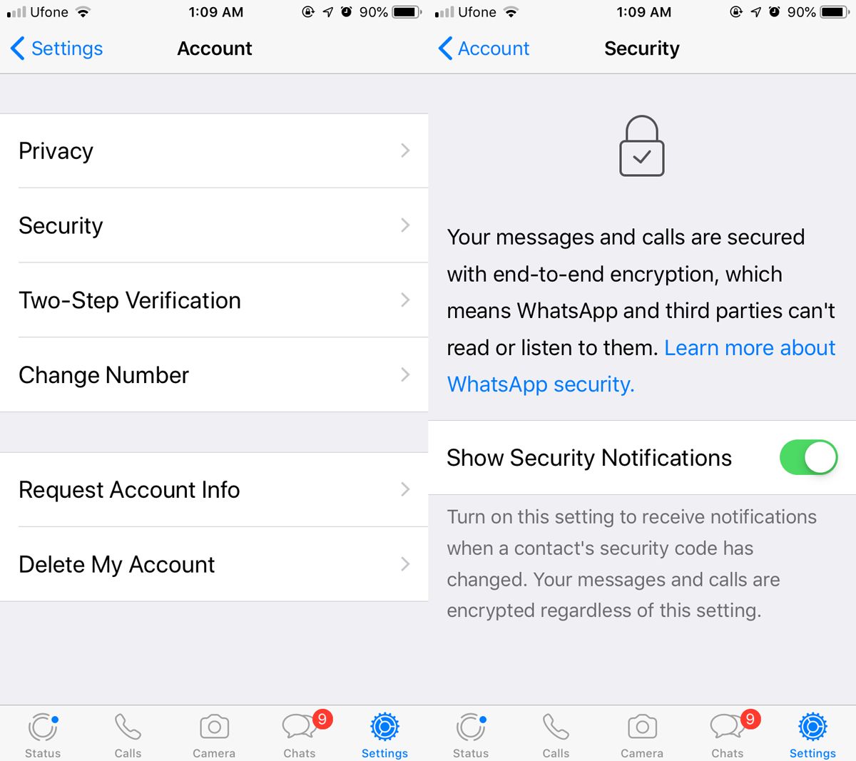 how to add security code to whatsapp chat