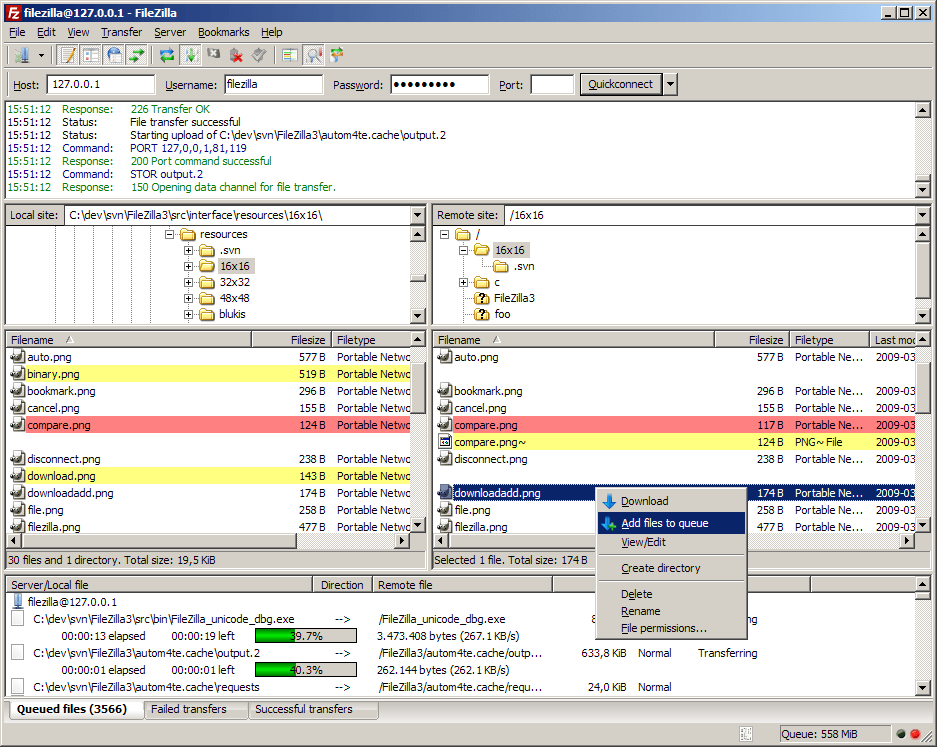 FileZilla Main Window