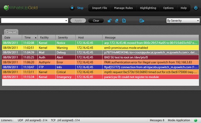 WhatsUp Syslog Server Screenshot
