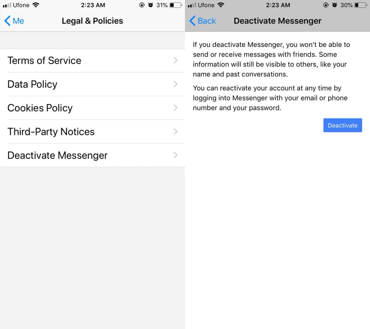 How To Deactivate Facebook Messenger