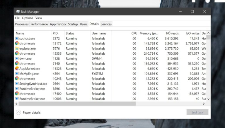 How to find apps reading or writing to disk on windows 10