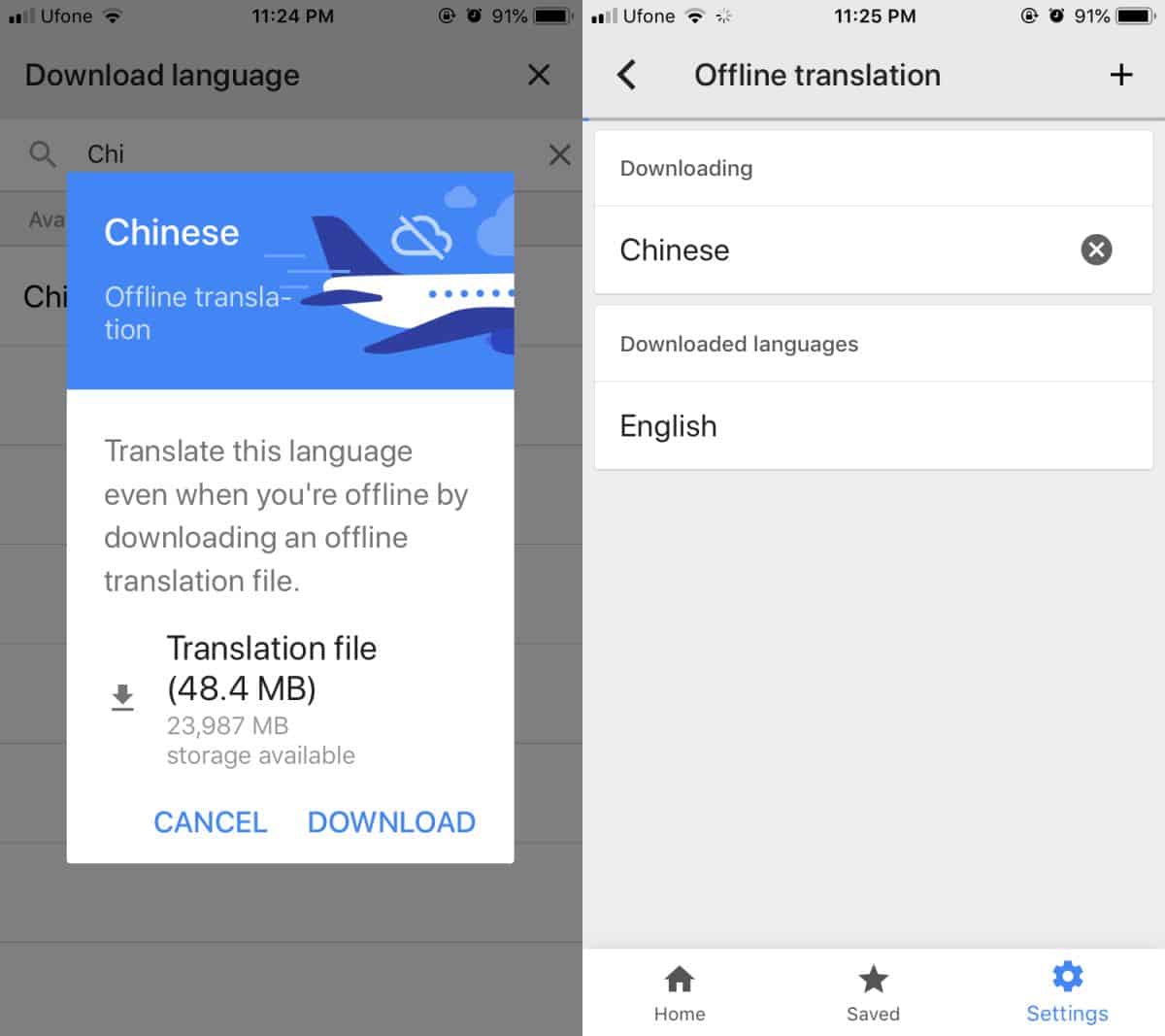 download the google translate app