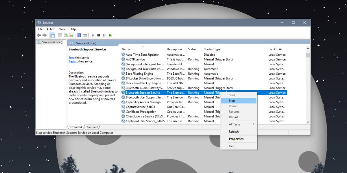 How to stop scanning for Bluetooth devices on Windows 10