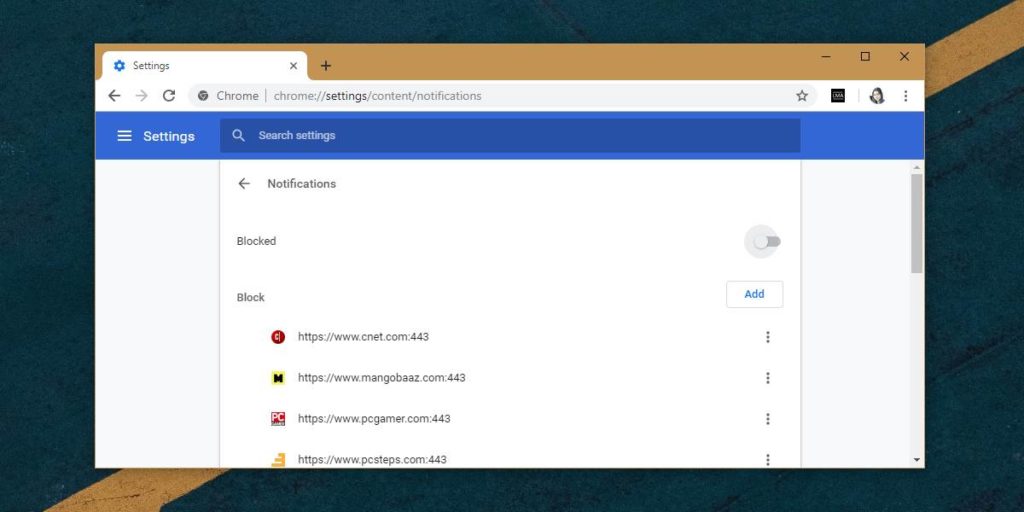 How to turn off notification requests from websites in Chrome