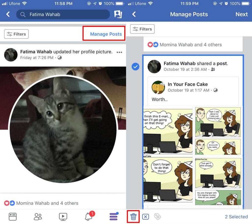 How to mass delete Facebook posts
