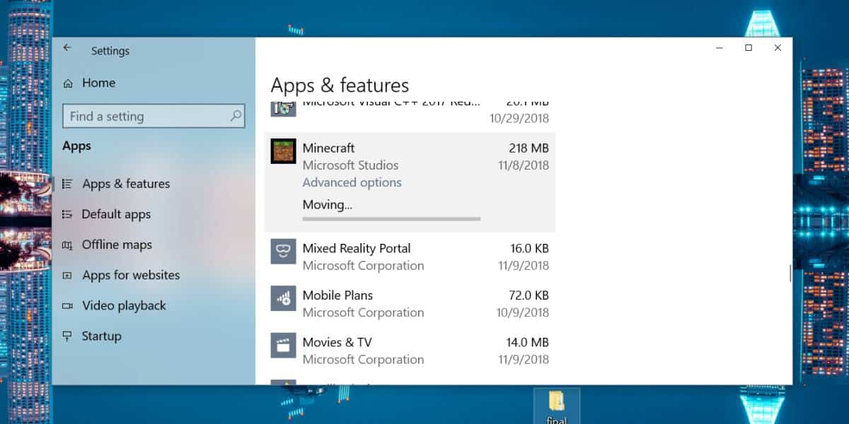moving minecraft win 10