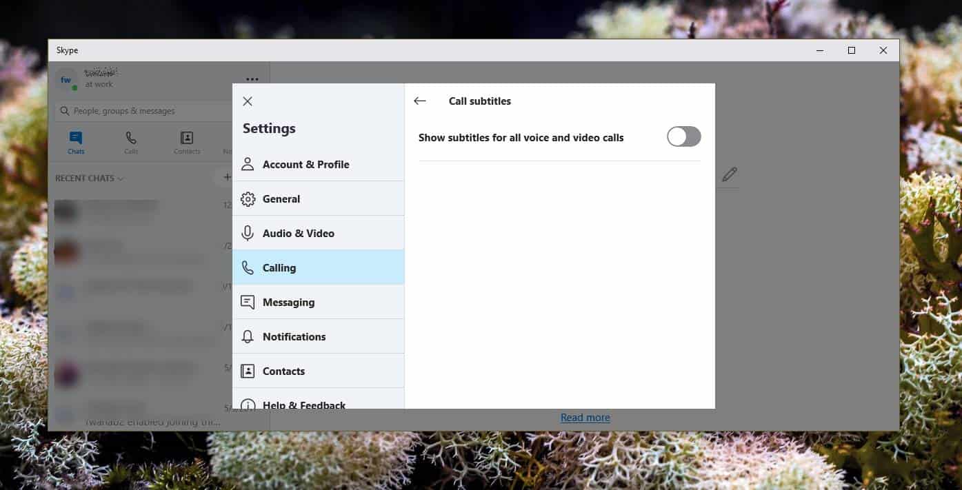 how to turn off skype video subtitles