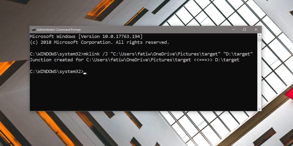 How to create and delete a junction link on Windows 10