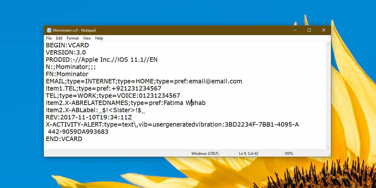How to edit a VCF file on Windows 10