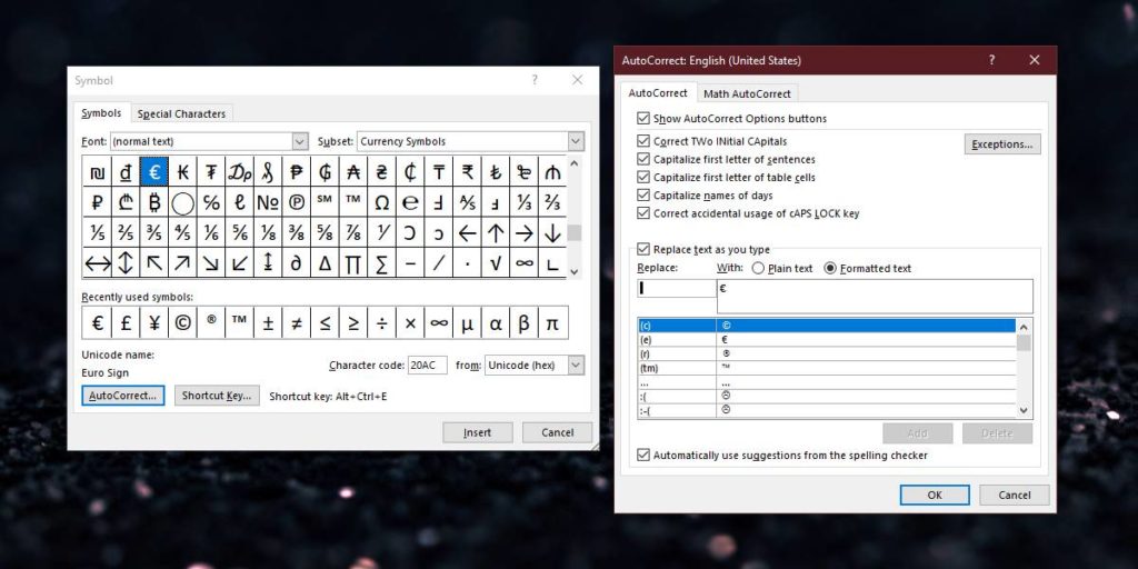 How to insert a symbol with a keyboard shortcut in MS Word