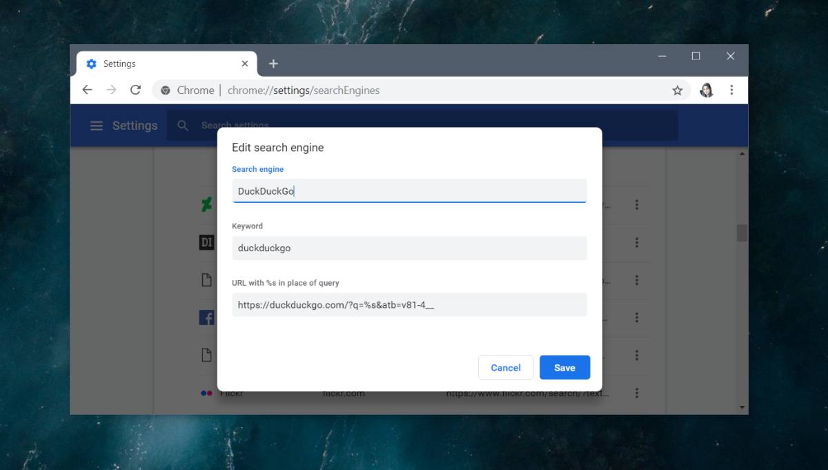 how to make google default search engine chrome