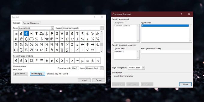 How to insert a symbol with a keyboard shortcut in MS Word