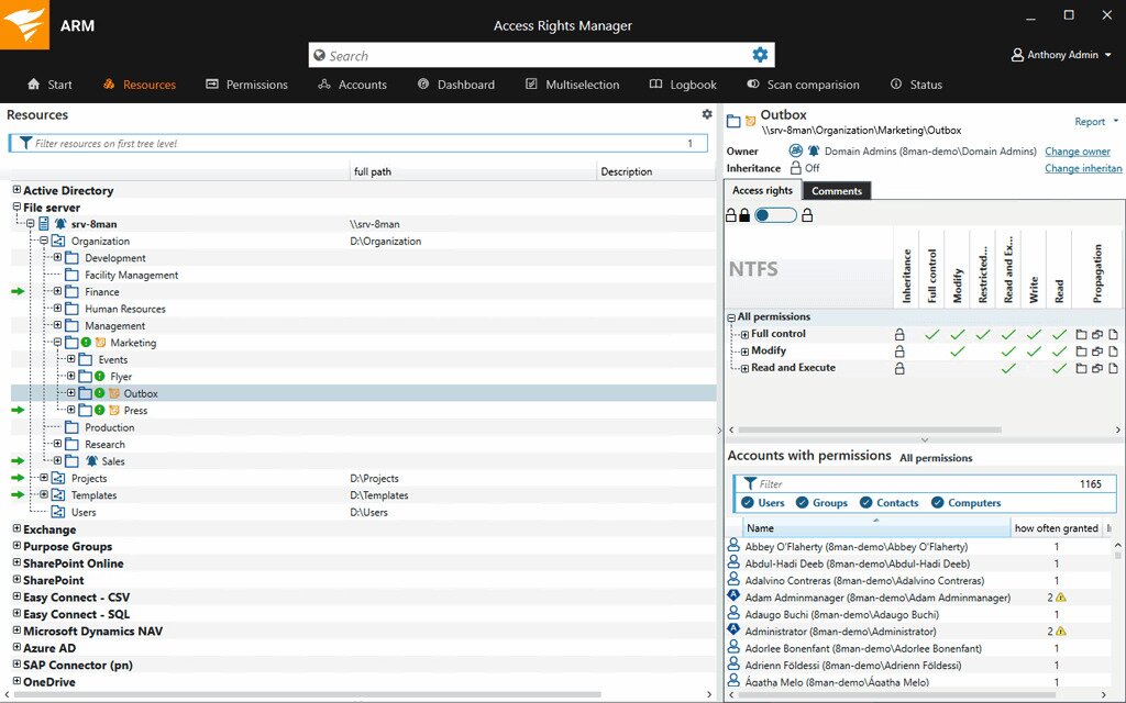SolarWinds Access Rights Manager Screenshot