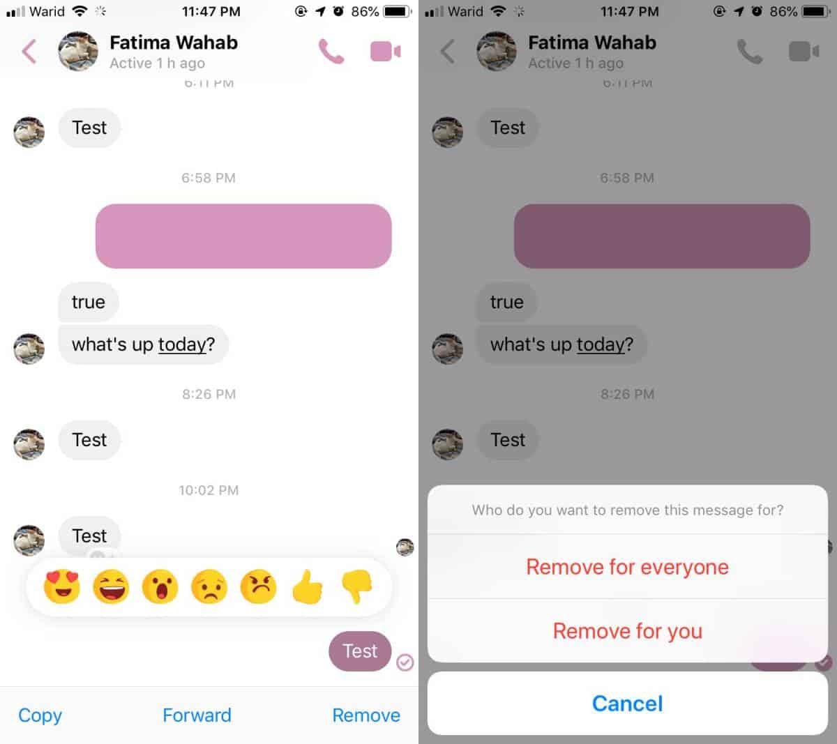 how to unsend a message for everyone on facebook messenger