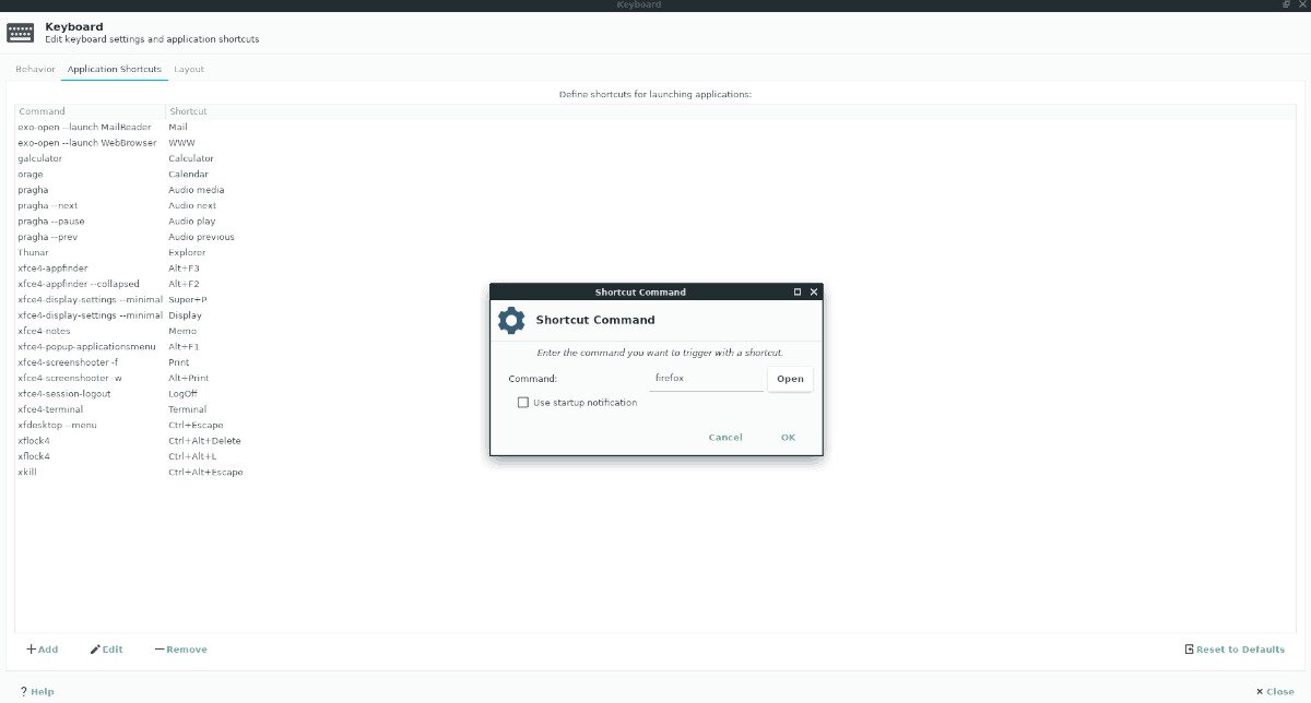 How to customize keyboard shortcuts on the XFCE4 desktop