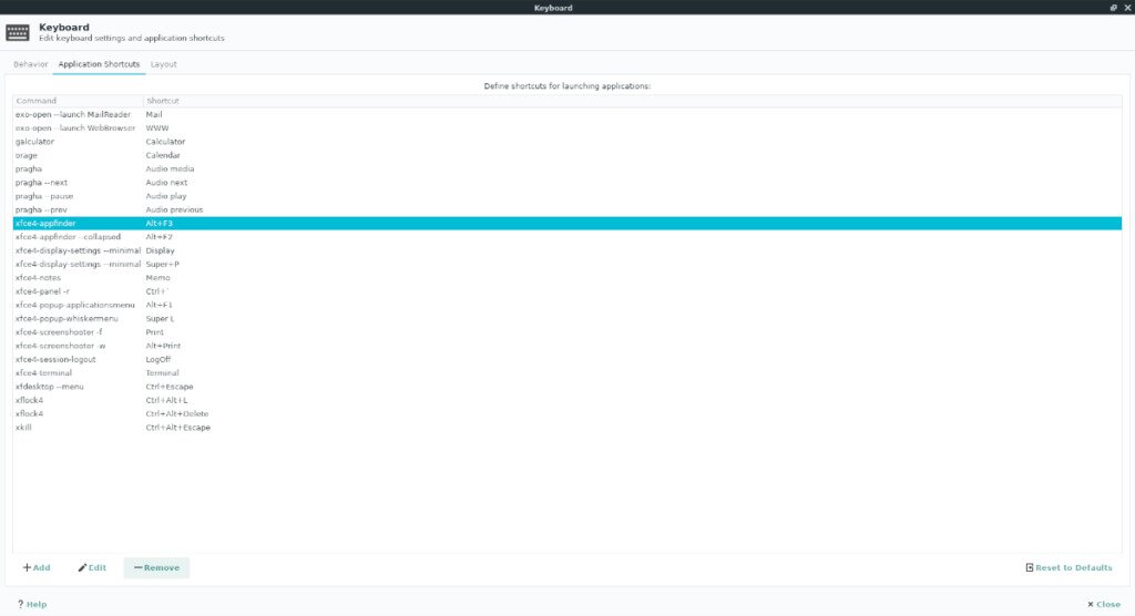 How to customize keyboard shortcuts on the XFCE4 desktop