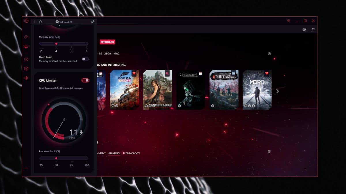 How do I limit RAM on Opera GX?