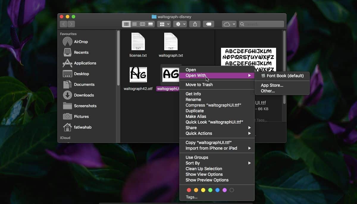 how to install font mac os x