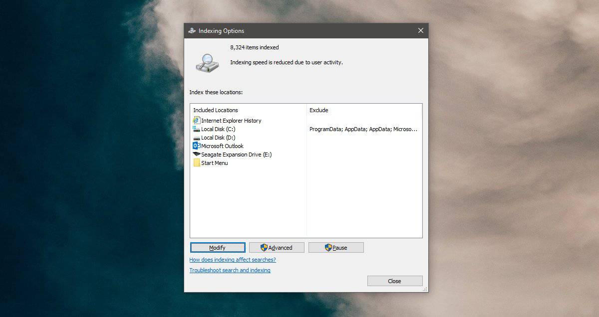 How to search other drives from Windows search on Windows 10