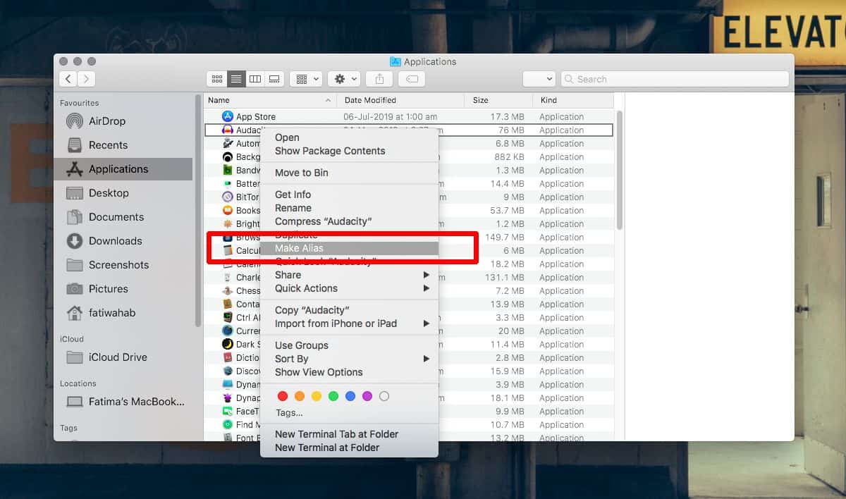 create shortcut to terminal app mac