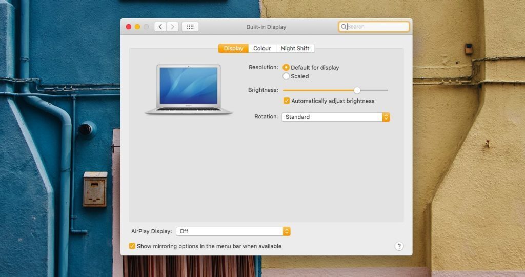 how to rotate extended display on mac