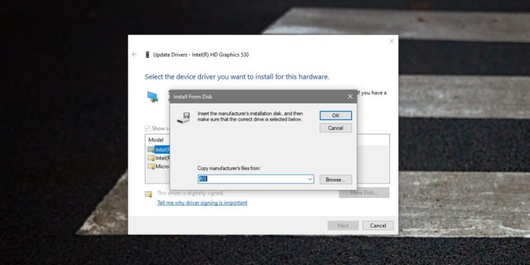 How to manually install intel graphics windows 10 dch drivers