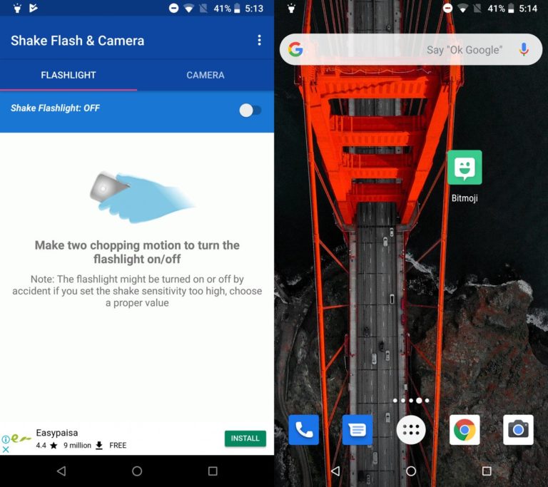 How to shake device to turn on flashlight on Android [No Root]