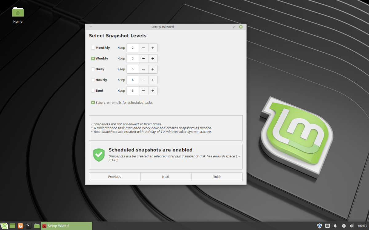 How to set up a backup snapshot on Linux Mint