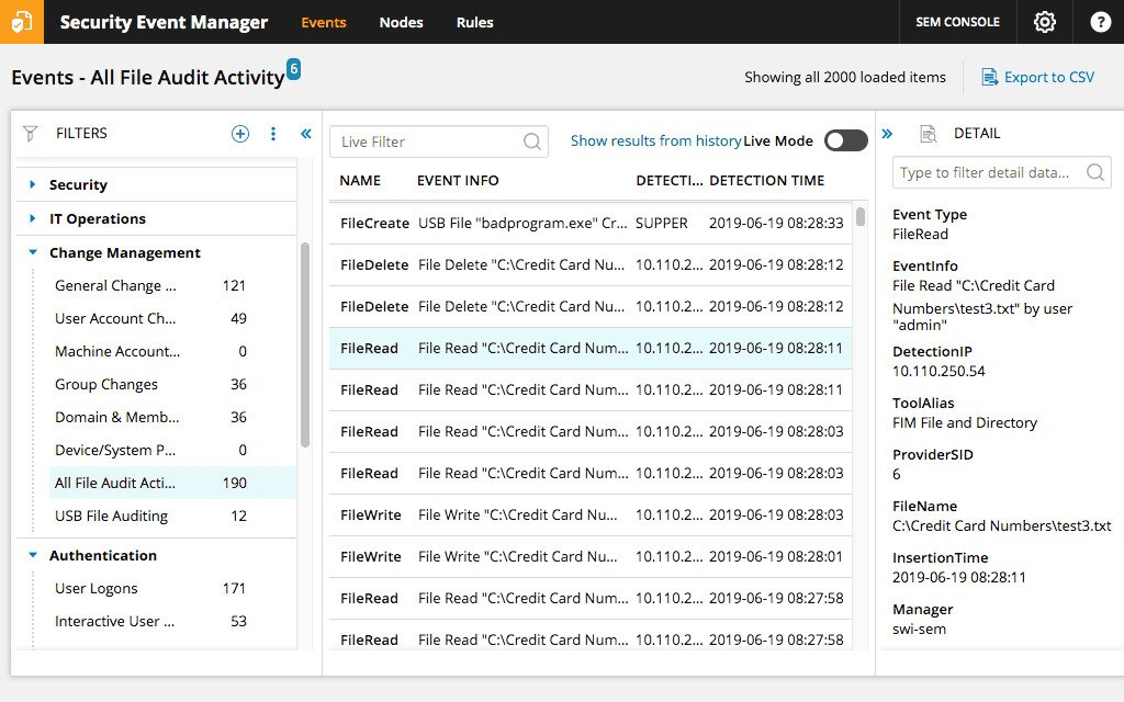 SolarWinds Security Event Manager Screenshot