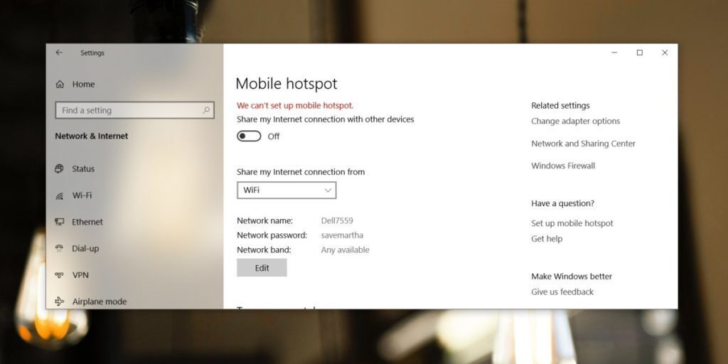 can t get mobile hotspot to work
