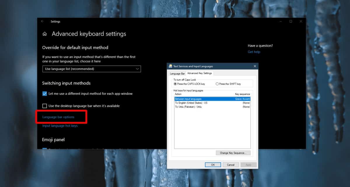 How to set a custom keyboard shortcut to change the language on Windows 10