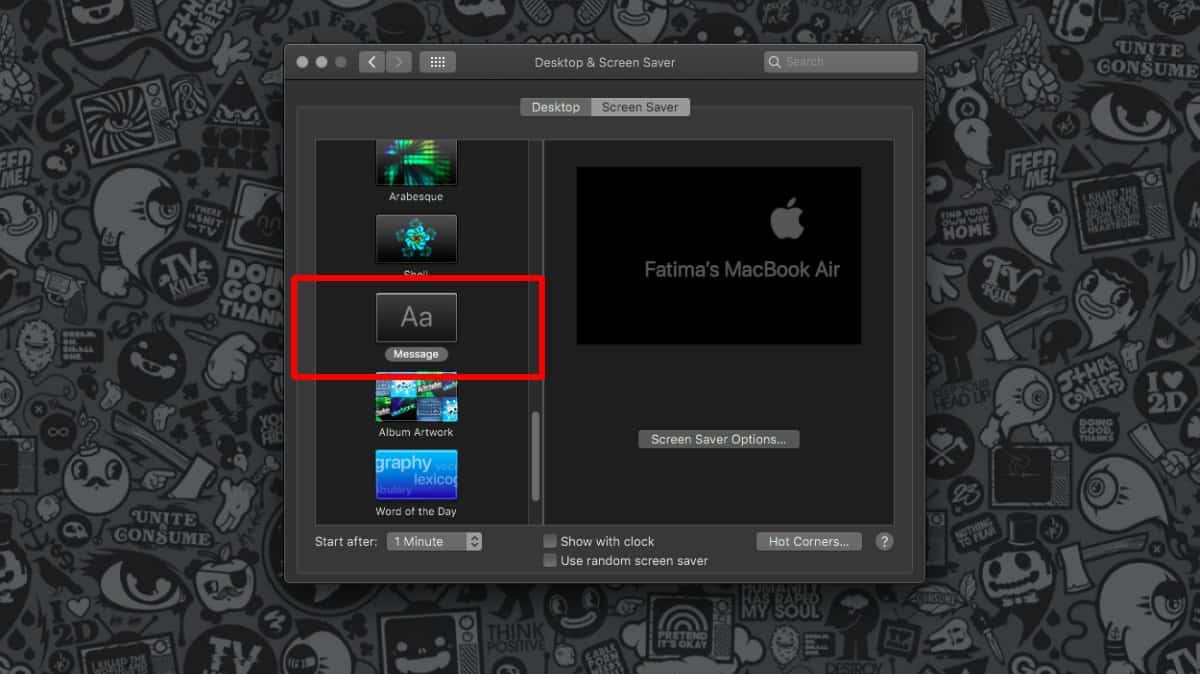 mac os screensaver input option mac os screensaver input option